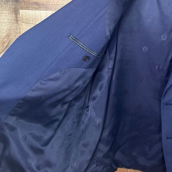 Lauren Ralph Lauren Wool Blend Blue Two Button Suit Jacket Blazer Size 46R - Picture 7 of 11